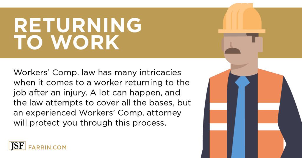 workers' comp law has intricacies on when a worker can return to work after an injury