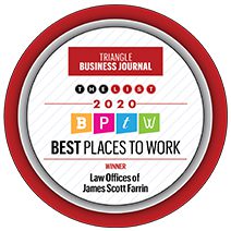 Farrin ranked #1 in the 2020 Best Places to Work Awards list by the "Triangle Business Journal"