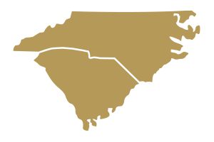 State of North and South Carolina colored in gold
