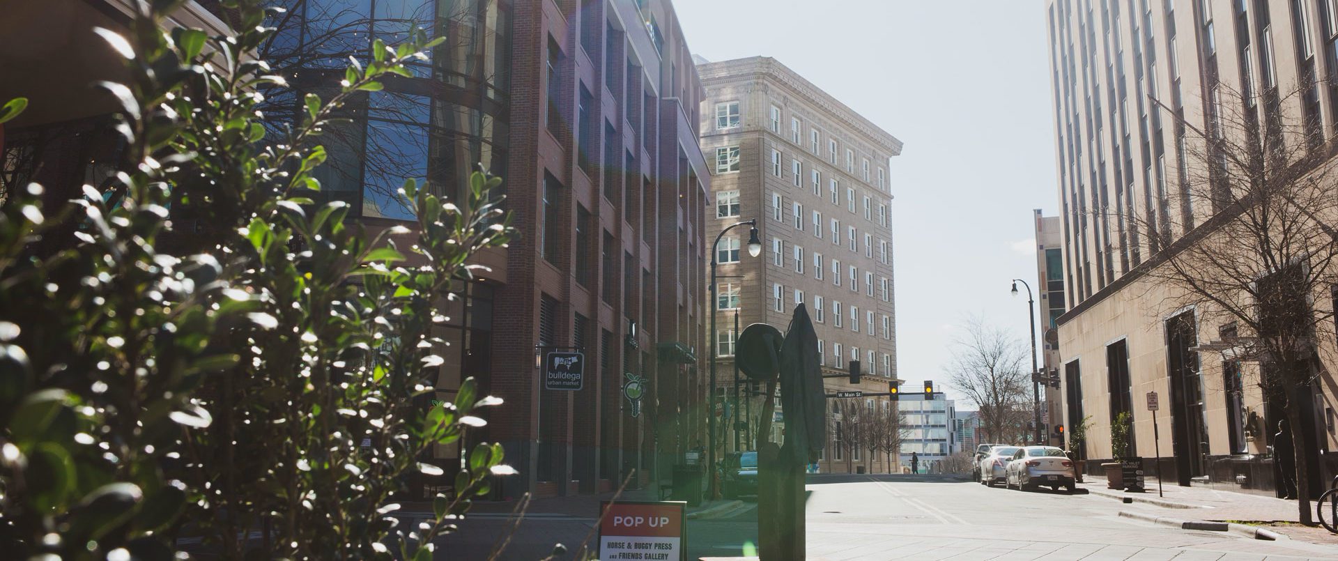 street level view of downtown Durham, NC