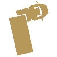  Gold icon of a truck in jackknife position, potentially causing an accident.