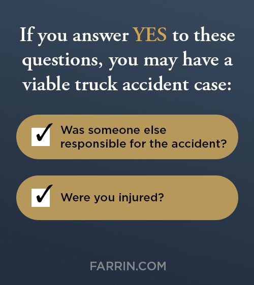 if you answer yes to these questions you may have a viable truck accident case graphic