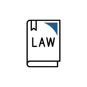 Black, white, and blue law book with book mark