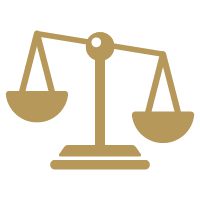 Gold scales of justice icon.