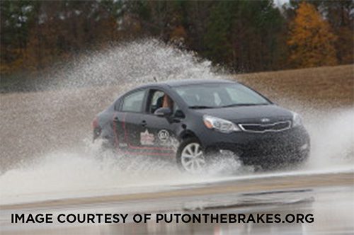 Car from the BRAKES program demonstrating the skid recovery and control course.