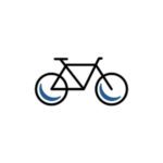 Simple icon of a bicycle.