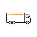 Simple icon of a commercial truck.