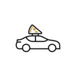 Simple icon of a pizza delivery vehicle.