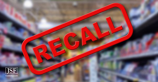 "RECALL" stamped over a grocery store image