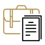Preparedness icon of a briefcase & paperwork.