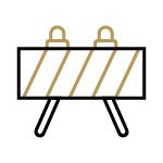 Icon of a road barrier with warning lights.