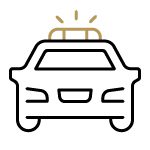 Icon of a police car with the siren on.