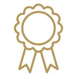 Gold award ribbon icon.