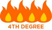 Fire icon representing fourth degree burns.