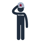 A soldier figure salutes, representing TRICARE