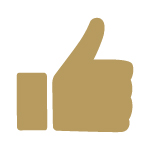 Gold thumbs up icon.