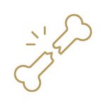 Gold icon of a broken bone.