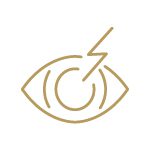 Gold icon of an injured eye.