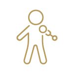 bGold icon of a person with a prosthetic arm.