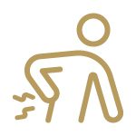 Gold icon showing a back injury.