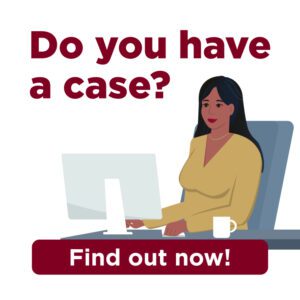 Illustration of a woman working at a computer with the text 'Do you have a case? Find out now!'