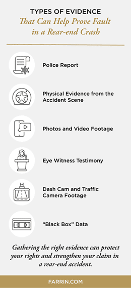 Types of evidence that can help prove fault in a rear-end crash