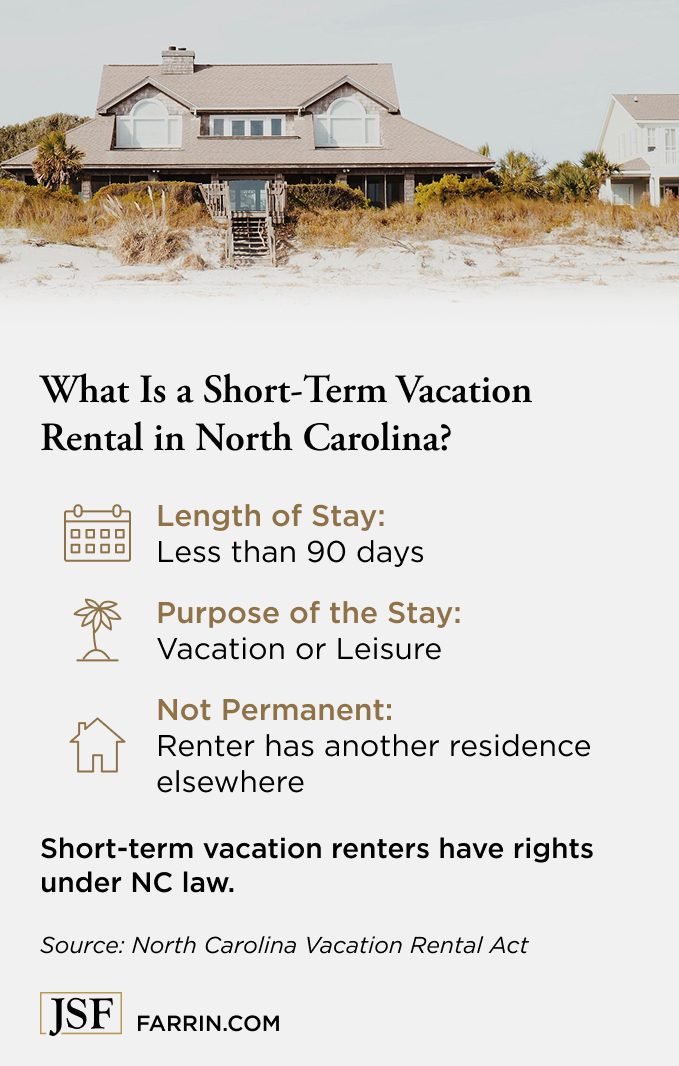 Law Offices of James Scott Farrin personal injury firm explains short-term vacation rental rules under NC law.