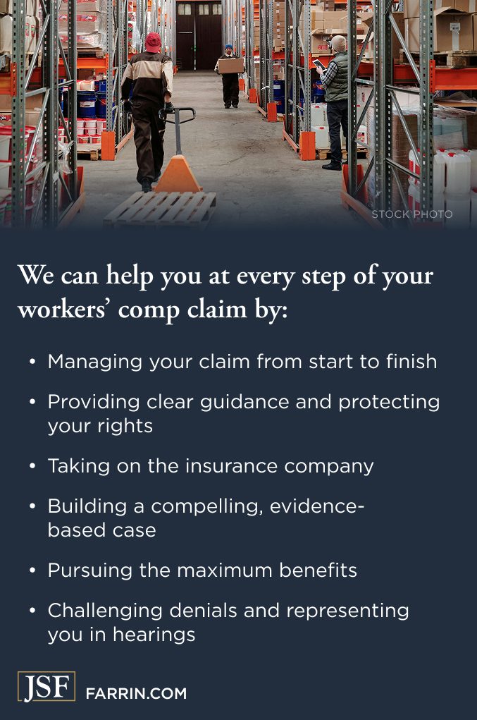 Law Offices of James Scott Farrin. North Carolina warehouse accident lawyers describe how attorneys help manage workers comp claims & pursue benefits.